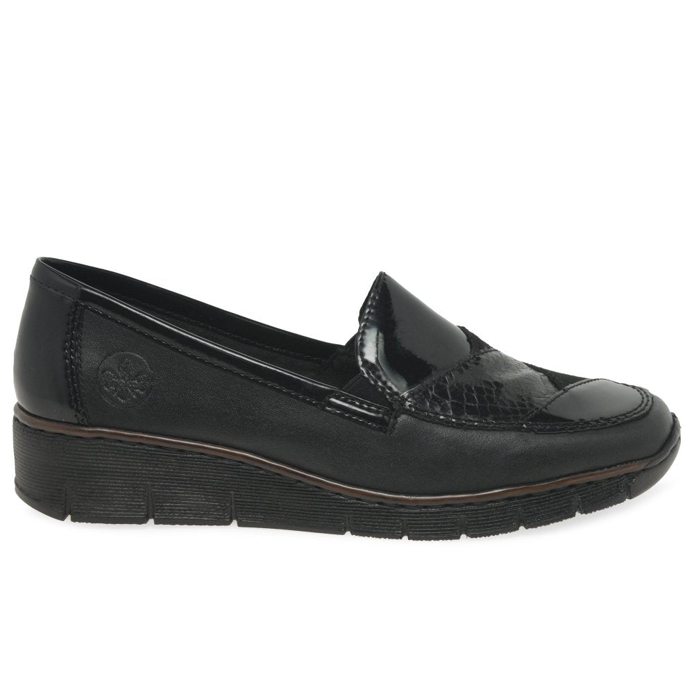 Rieker BLACK 53785-00 Slip on wedge shoe