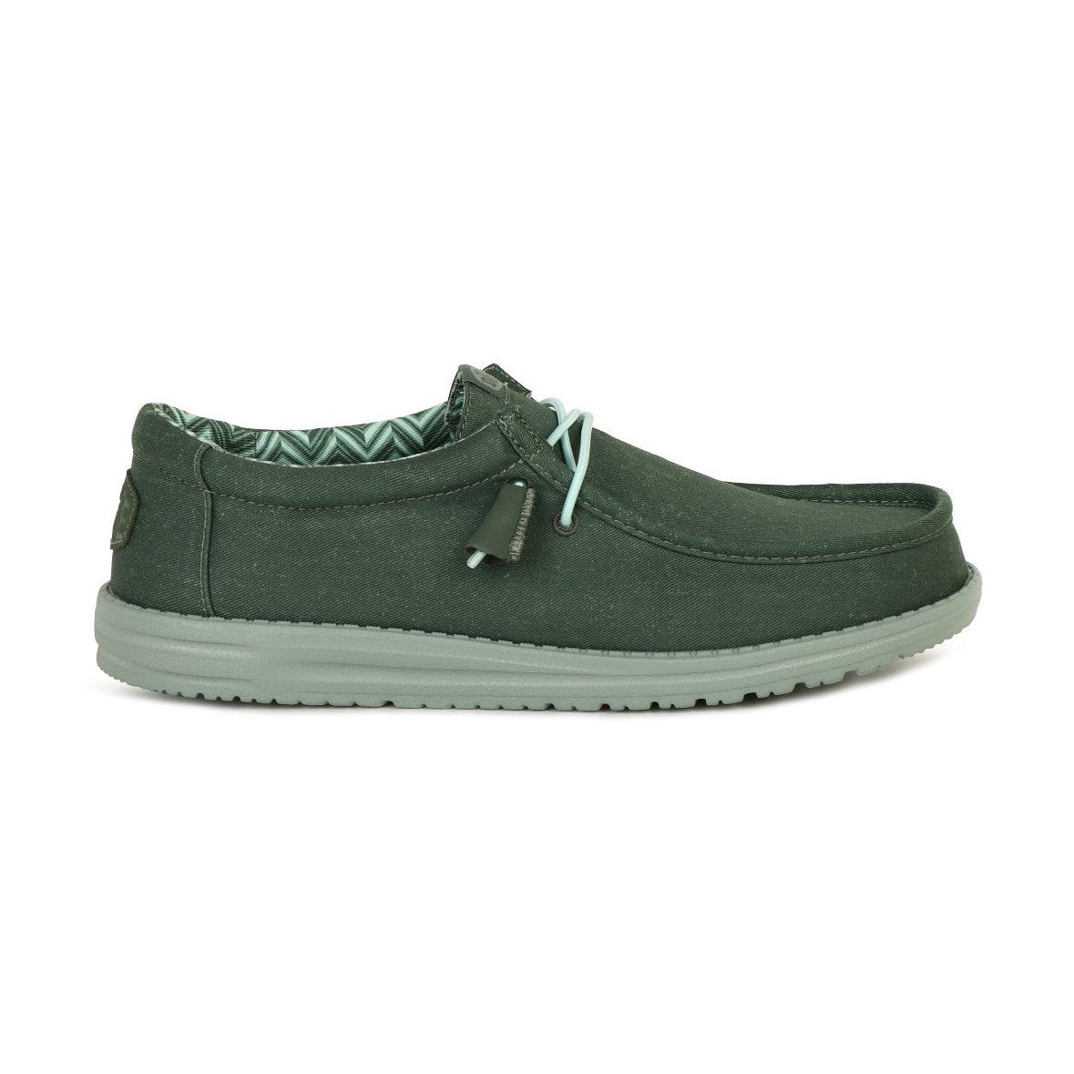 Hey Dude Wally Stretch Green Slip On Canvas Shoe
