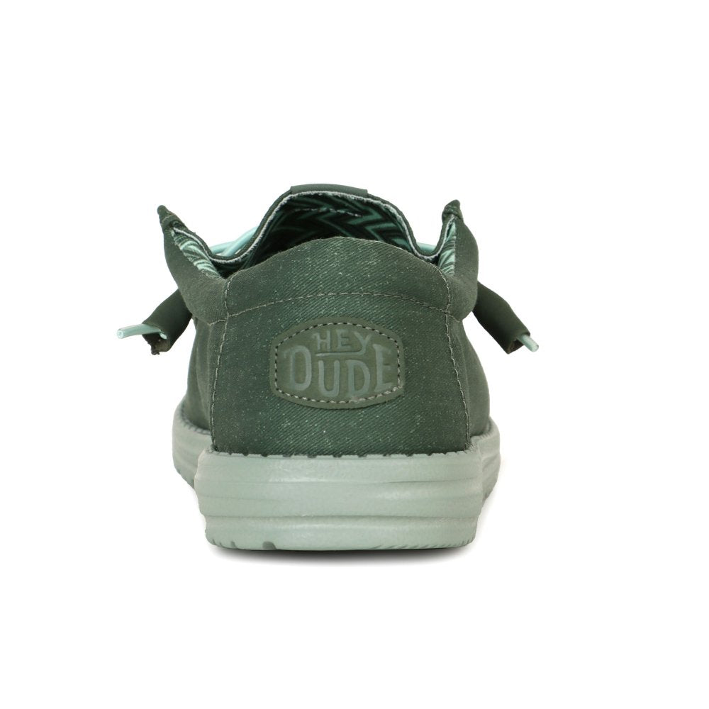 Hey Dude Wally Stretch Green Slip On Canvas Shoe
