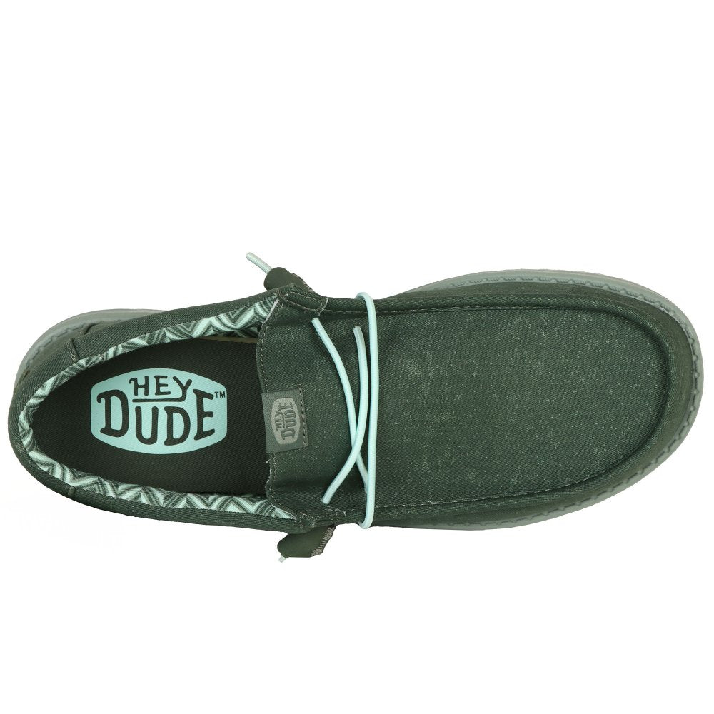 Hey Dude Wally Stretch Green Slip On Canvas Shoe