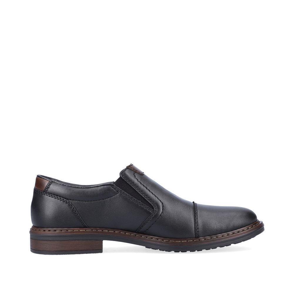 Rieker men slip-on shoe in black leather 17659-00