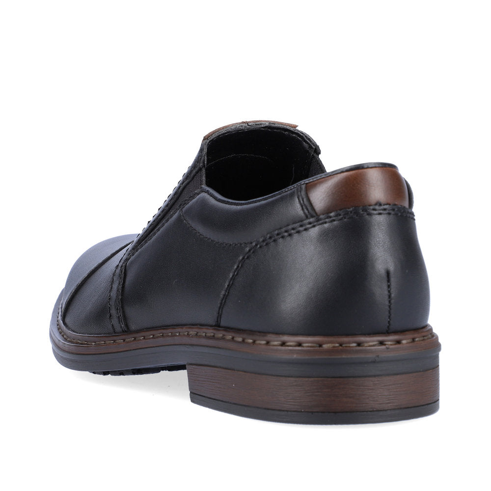 Rieker men slip-on shoe in black leather 17659-00