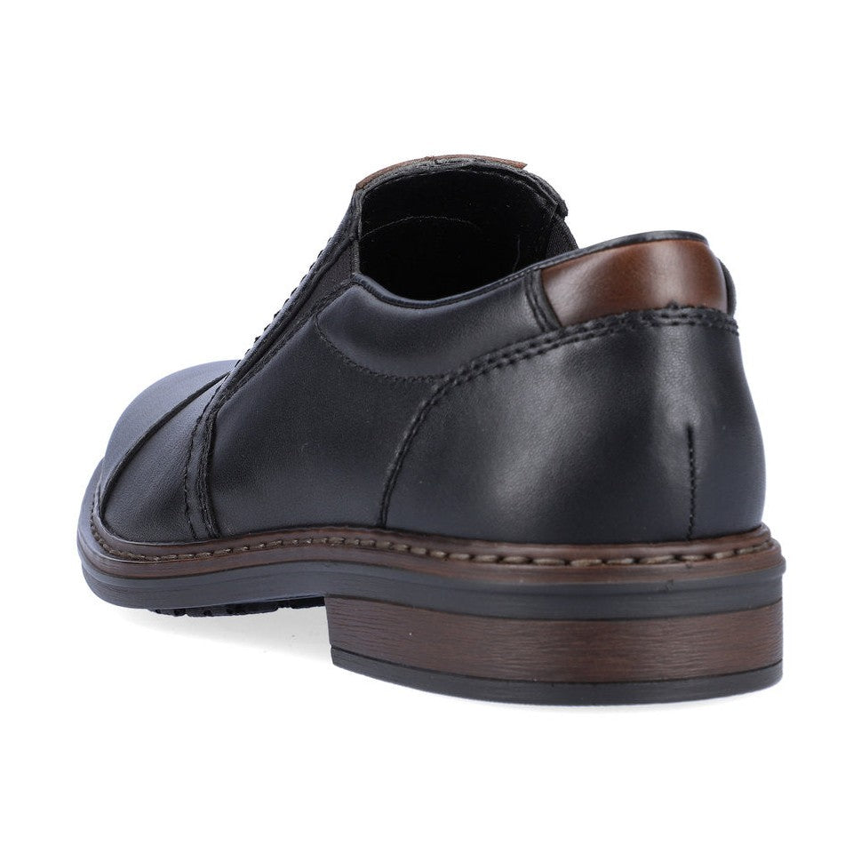 Rieker men slip-on shoe in black leather 17659-00