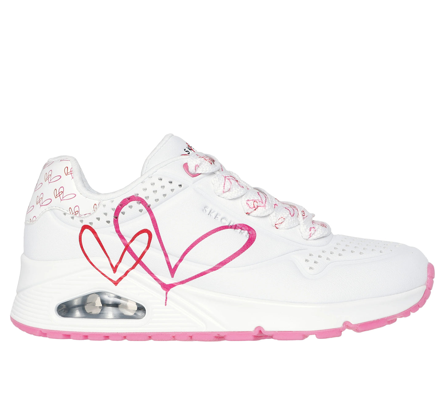 Skechers Goldcrown 177924 WHITE PINK Twin Hearts Trainer 177924WRPK