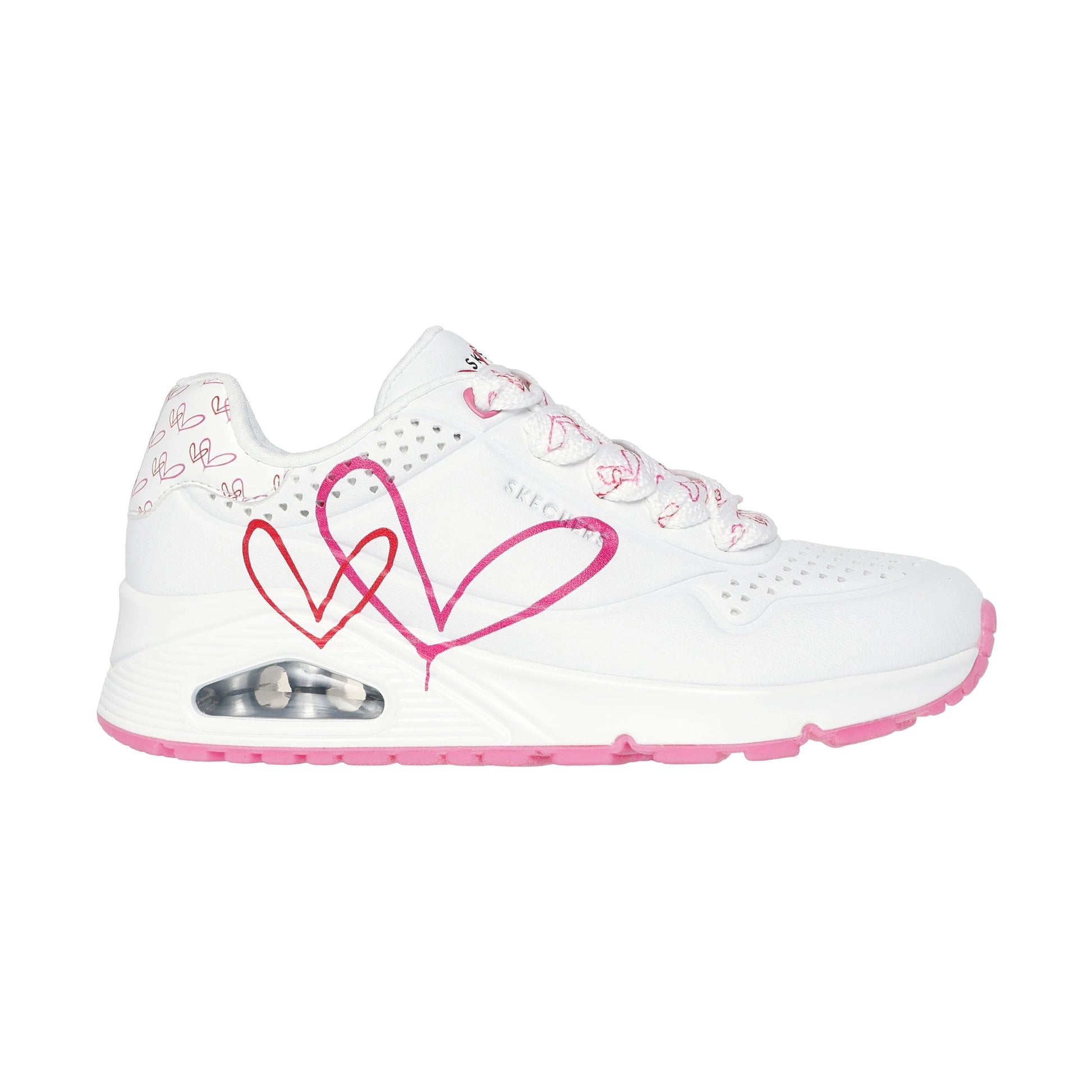 Skechers Goldcrown 177924 WHITE PINK Twin Hearts Trainer 177924WRPK