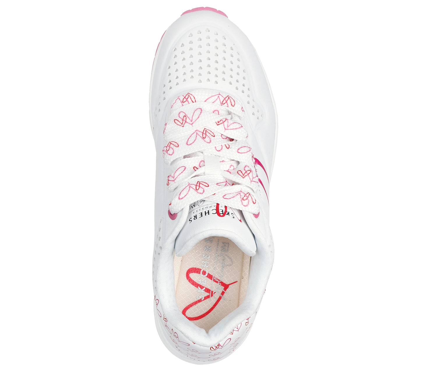 Skechers Goldcrown 177924 WHITE PINK Twin Hearts Trainer 177924WRPK