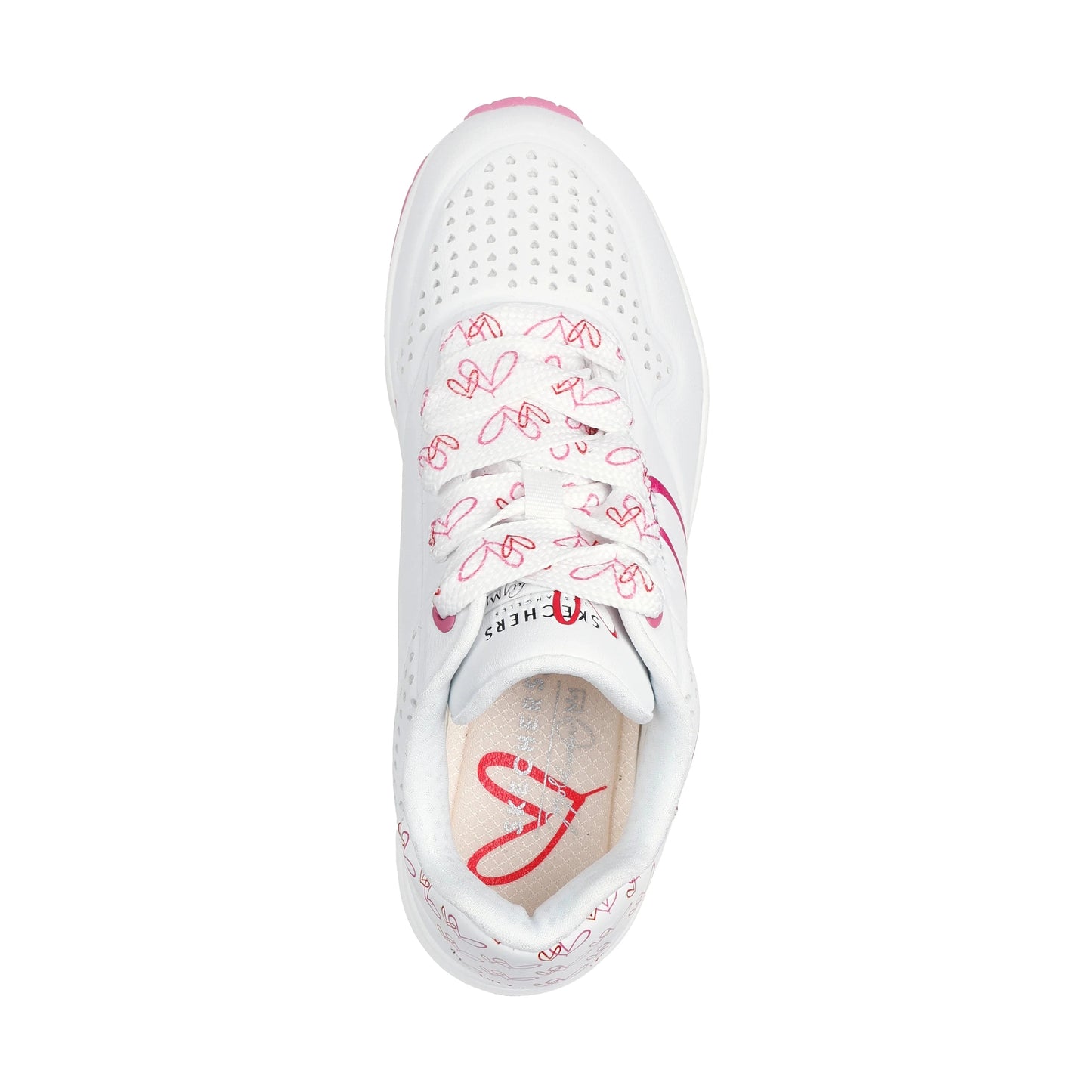 Skechers Goldcrown 177924 WHITE PINK Twin Hearts Trainer 177924WRPK