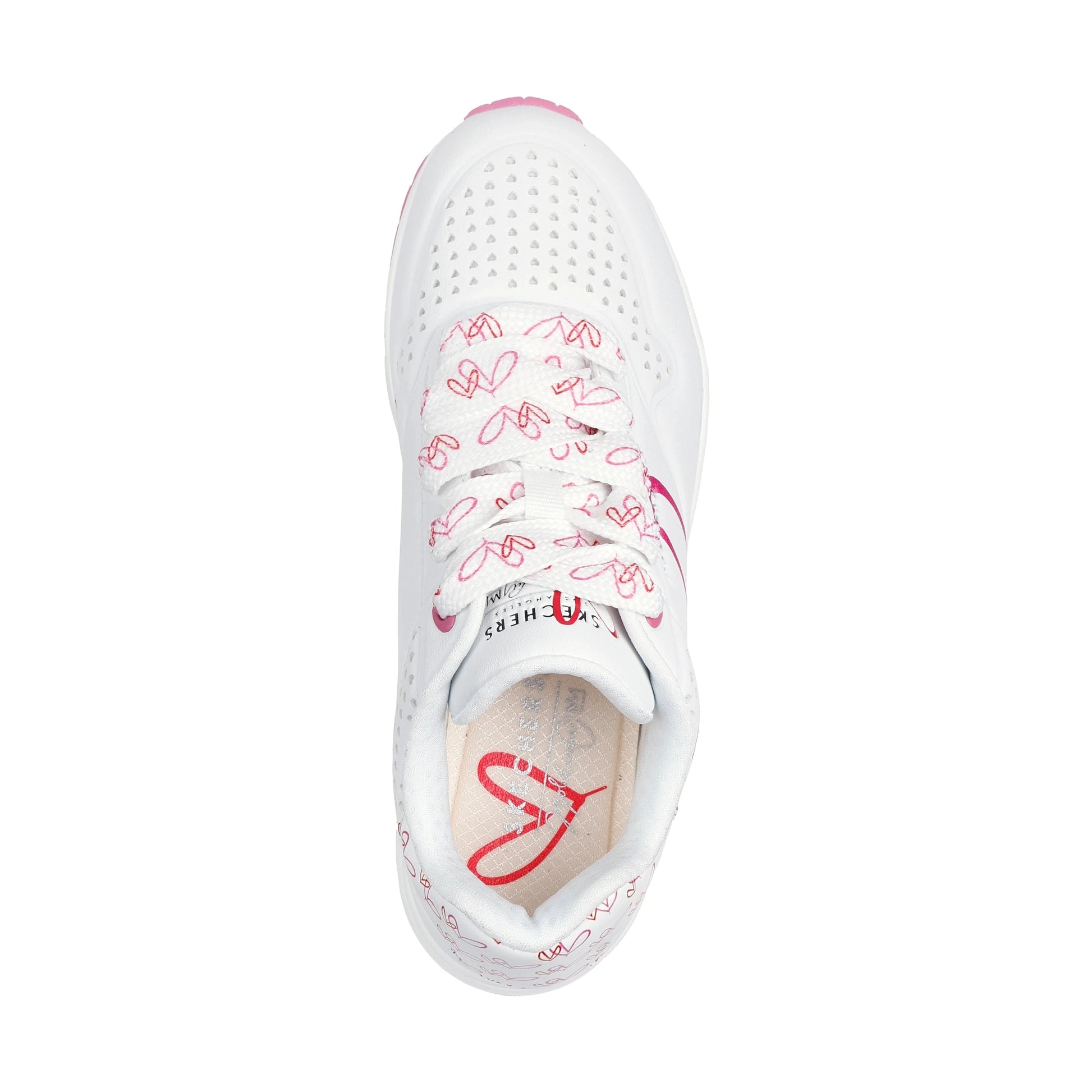 Skechers Goldcrown 177924 WHITE PINK Twin Hearts Trainer 177924WRPK