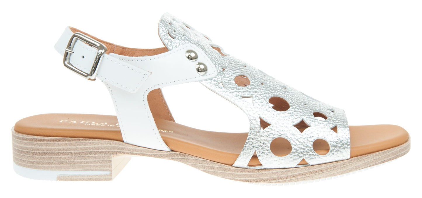 Paula Urban 9-654 PLATA/ BLANCO Soft Leather Comfort Sandal