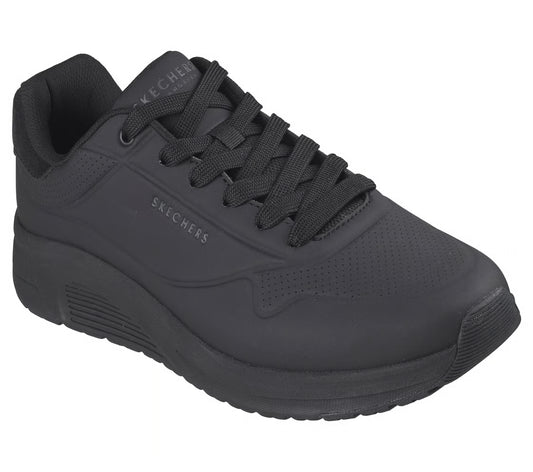 Skechers 183530 BLACK Uno Light Memory Foam Lace Up Trainer