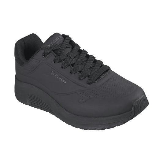 Skechers 183530 BLACK Uno Light Memory Foam Lace Up Trainer