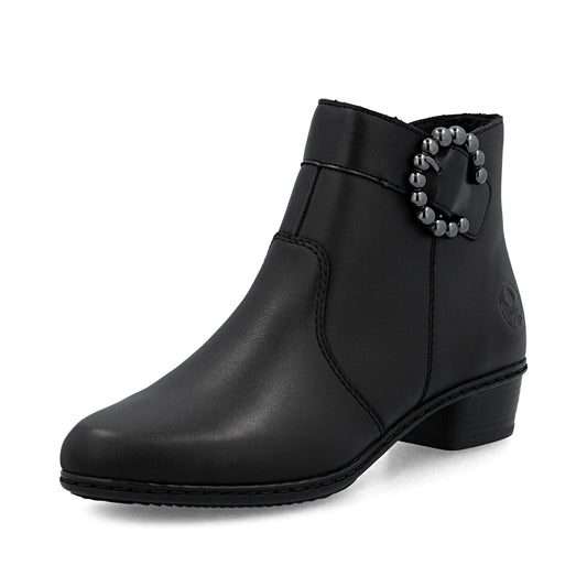 Rieker Ankle Boot Leather Zip Y0797-00 BLACK