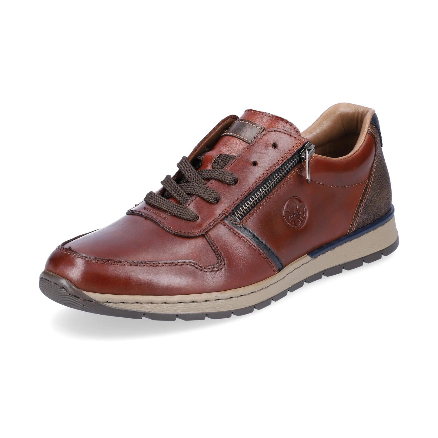 Rieker B2112 BROWN Leather Lace Shoe With Zip B2112-25