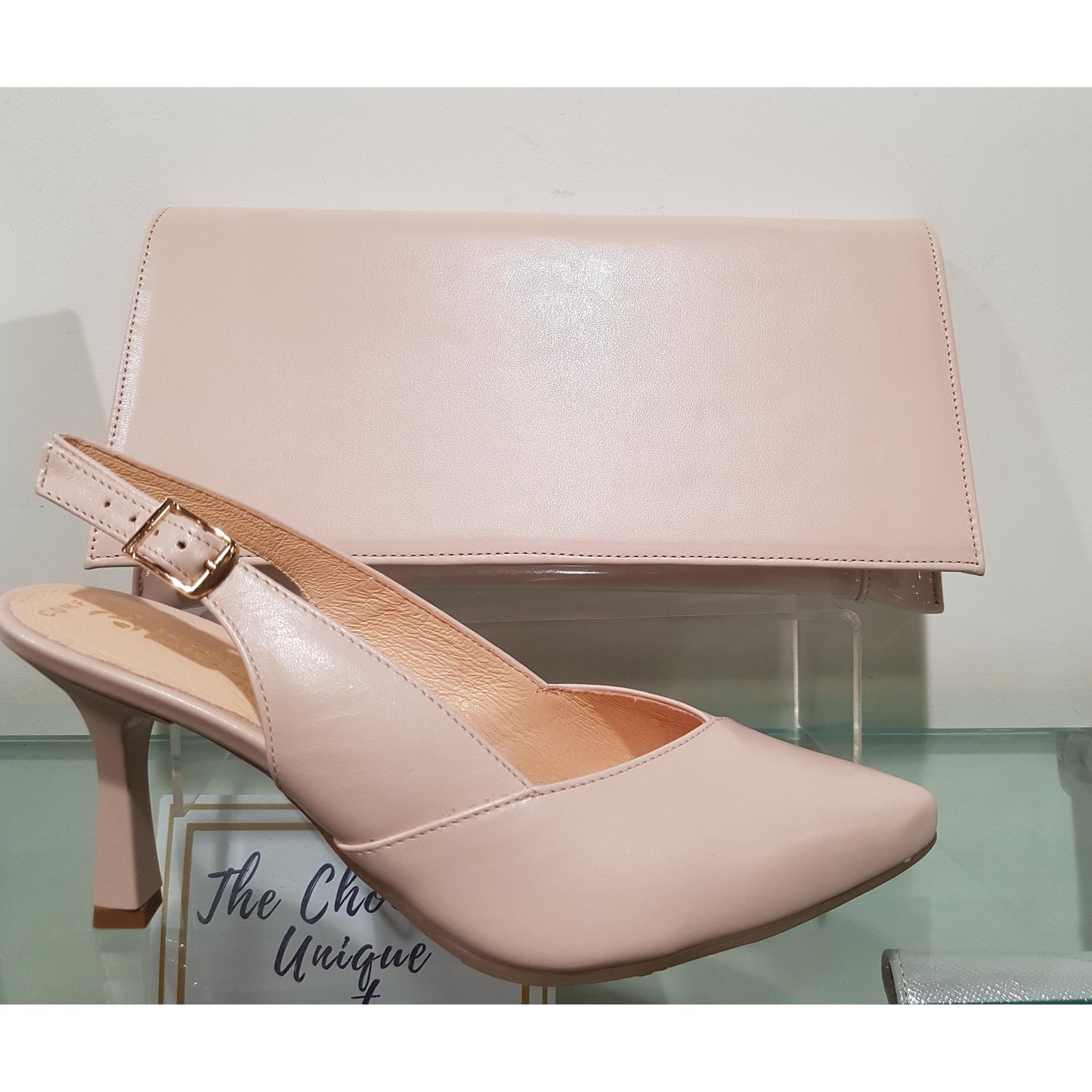 Bioeco 4009 Beige Leather Closed Toe Slingback Occasion Shoe Matching Bags Available 4009-1777