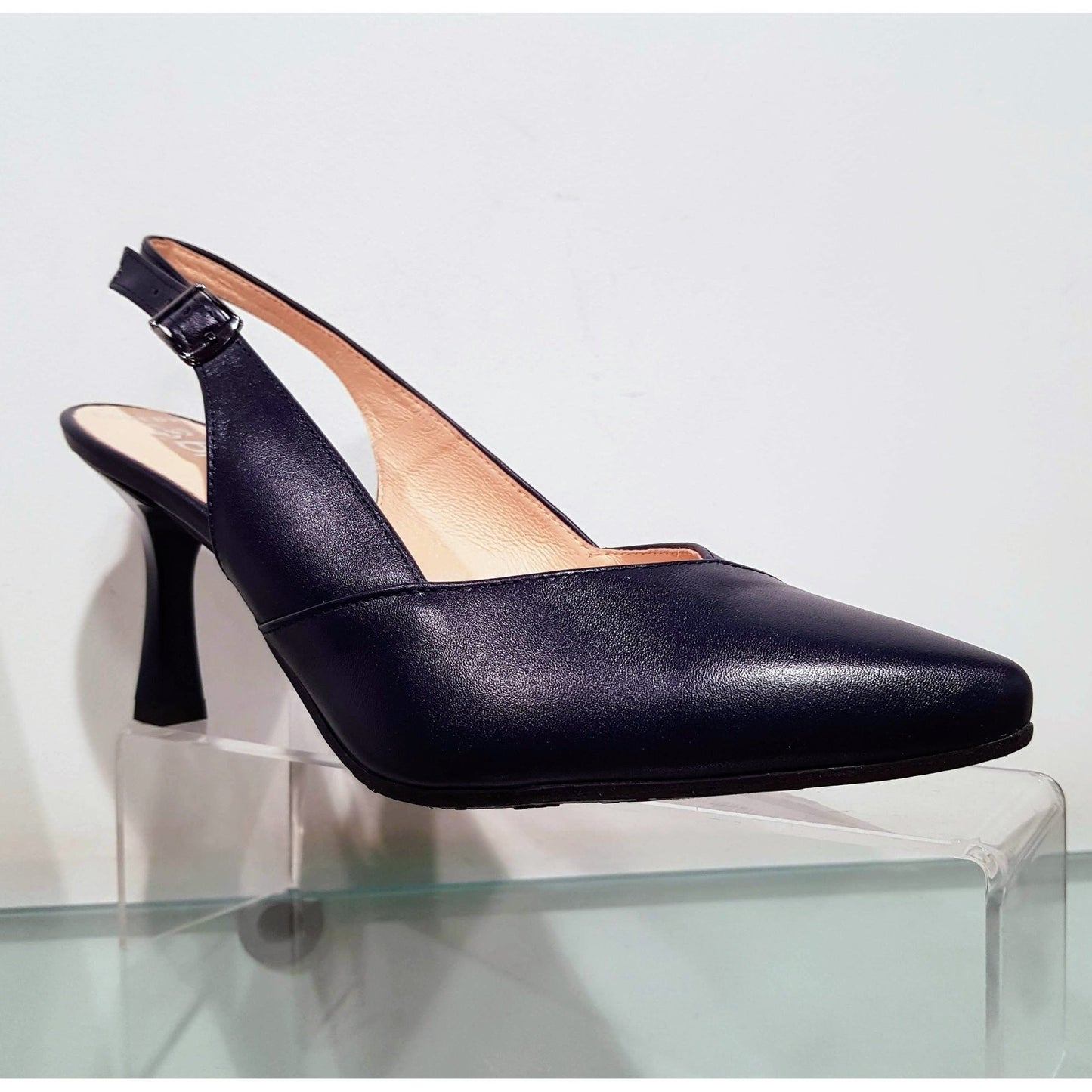 Bioeco 4009 Navy Leather Closed Toe Slingback Occasion Shoe Matching Bags Available 4009-1570