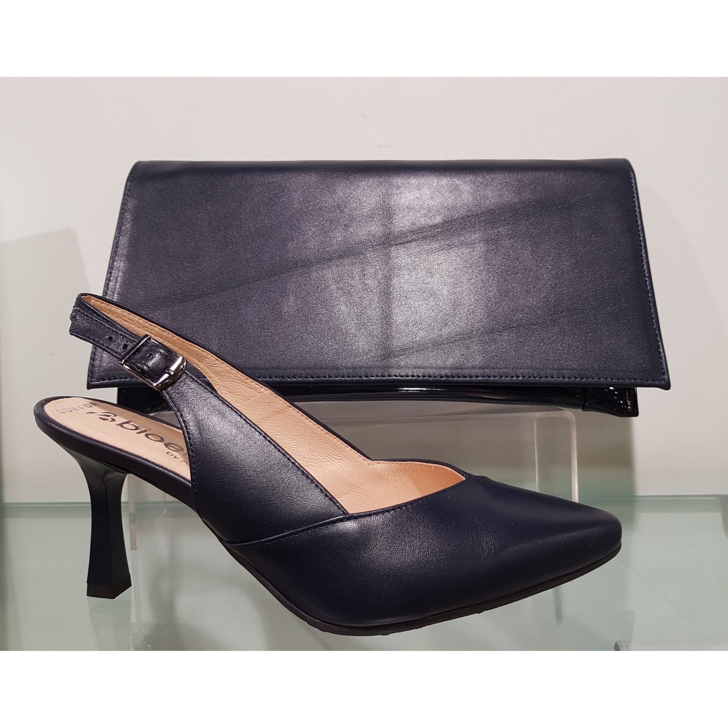 Bioeco 4009 Navy Leather Closed Toe Slingback Occasion Shoe Matching Bags Available 4009-1570