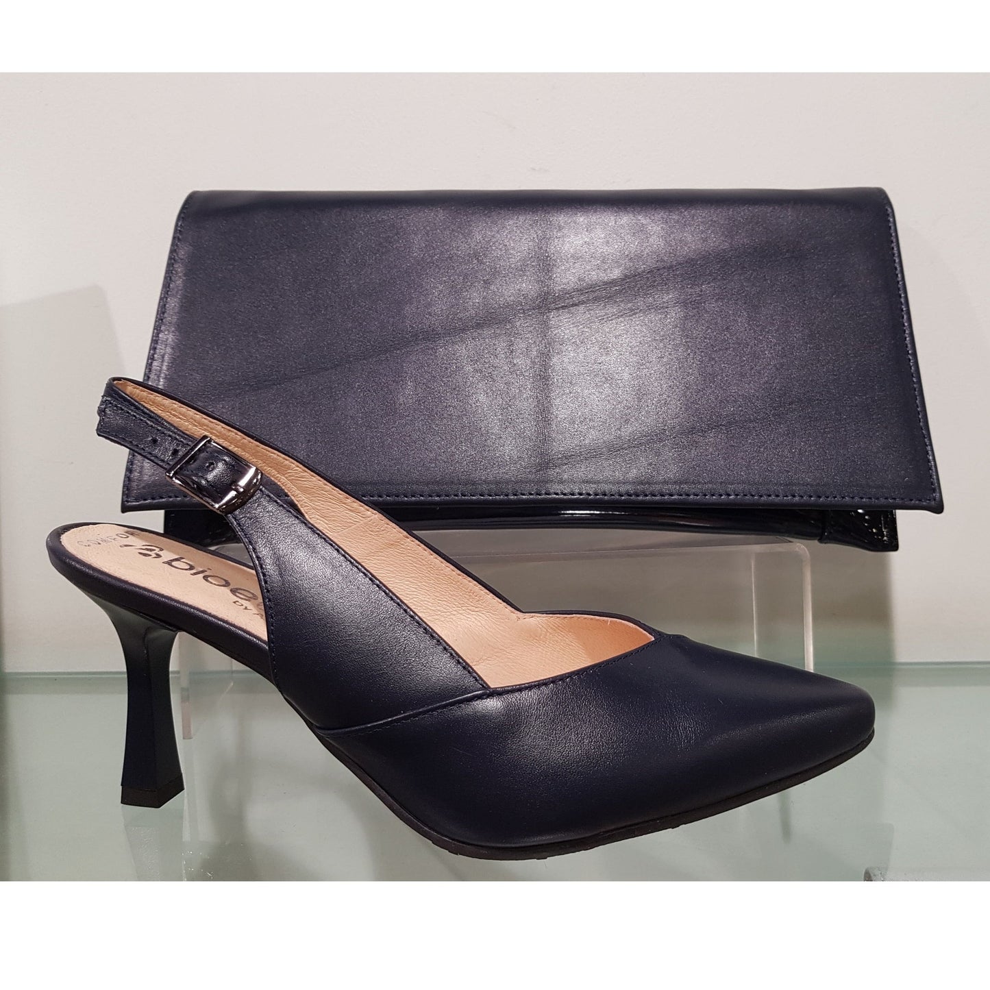 Bioeco 4009 Navy Leather Closed Toe Slingback Occasion Shoe Matching Bags Available 4009-1570