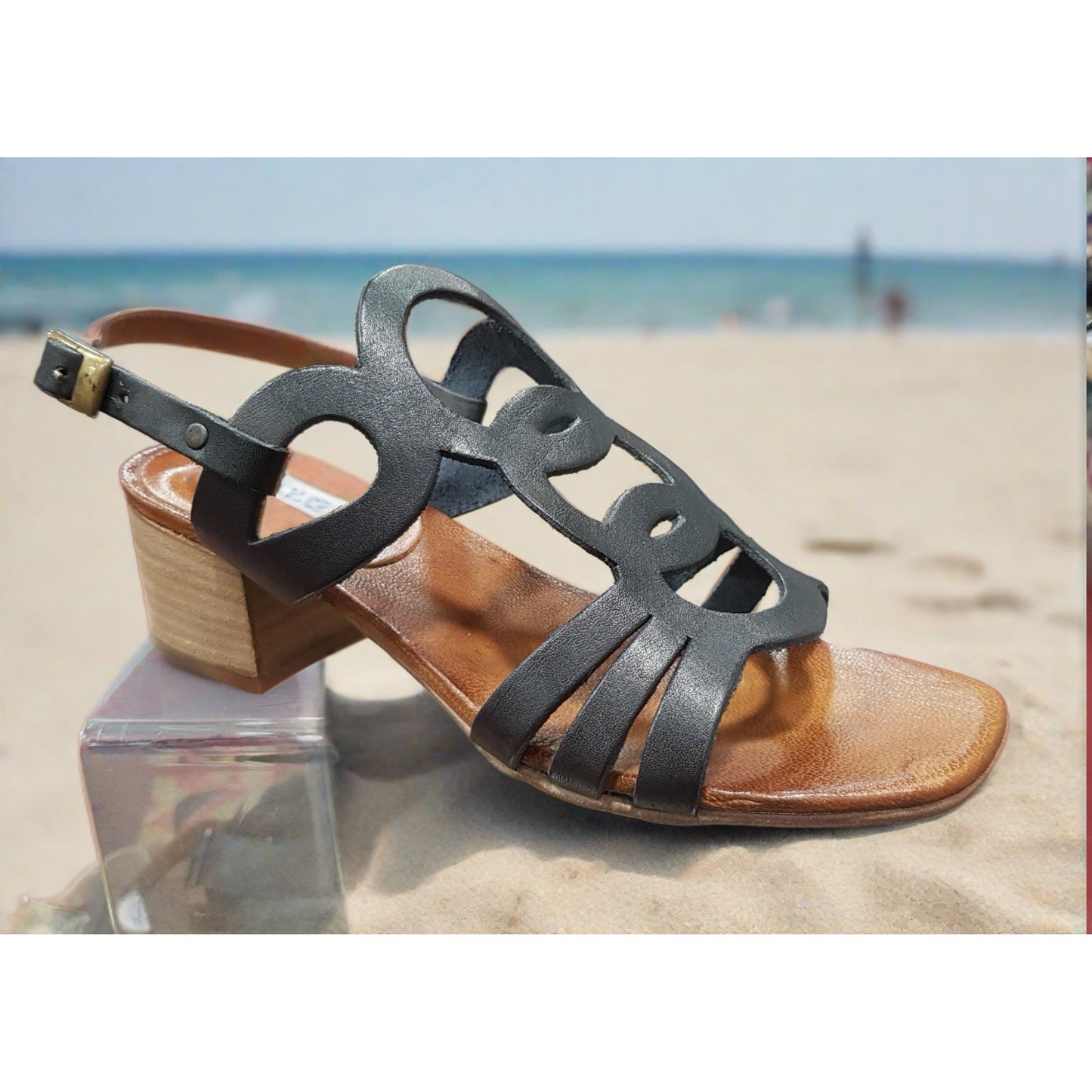 Nuovo Cuoieria E66 Black Italian Leather Sandal