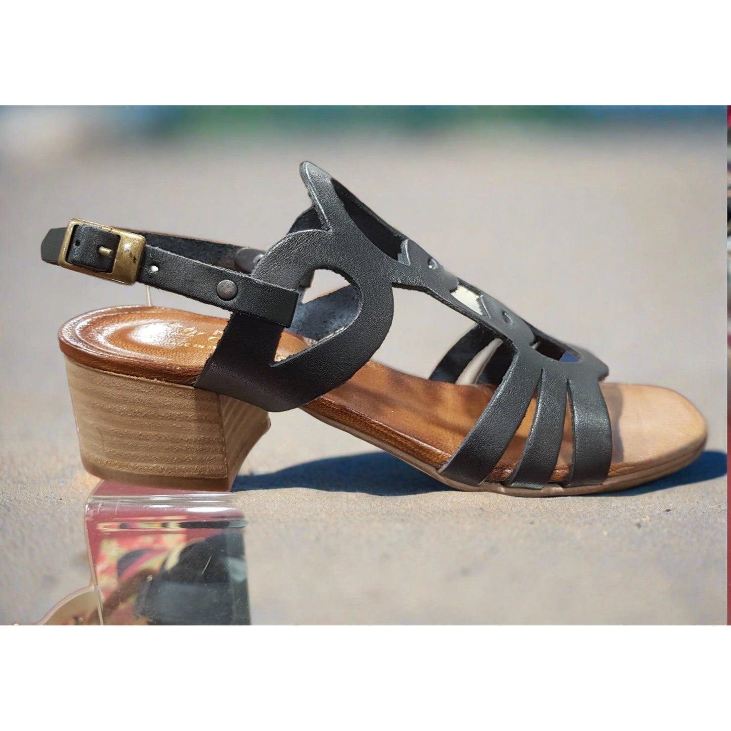 Nuovo Cuoieria E66 Black Italian Leather Sandal
