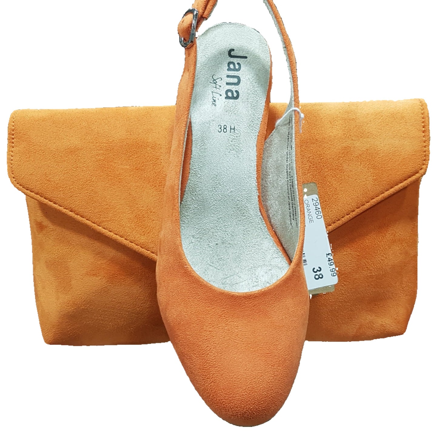 Jana 29460 ORANGE Wide Fitting Block Heel Sling Back Shoe 29460-650