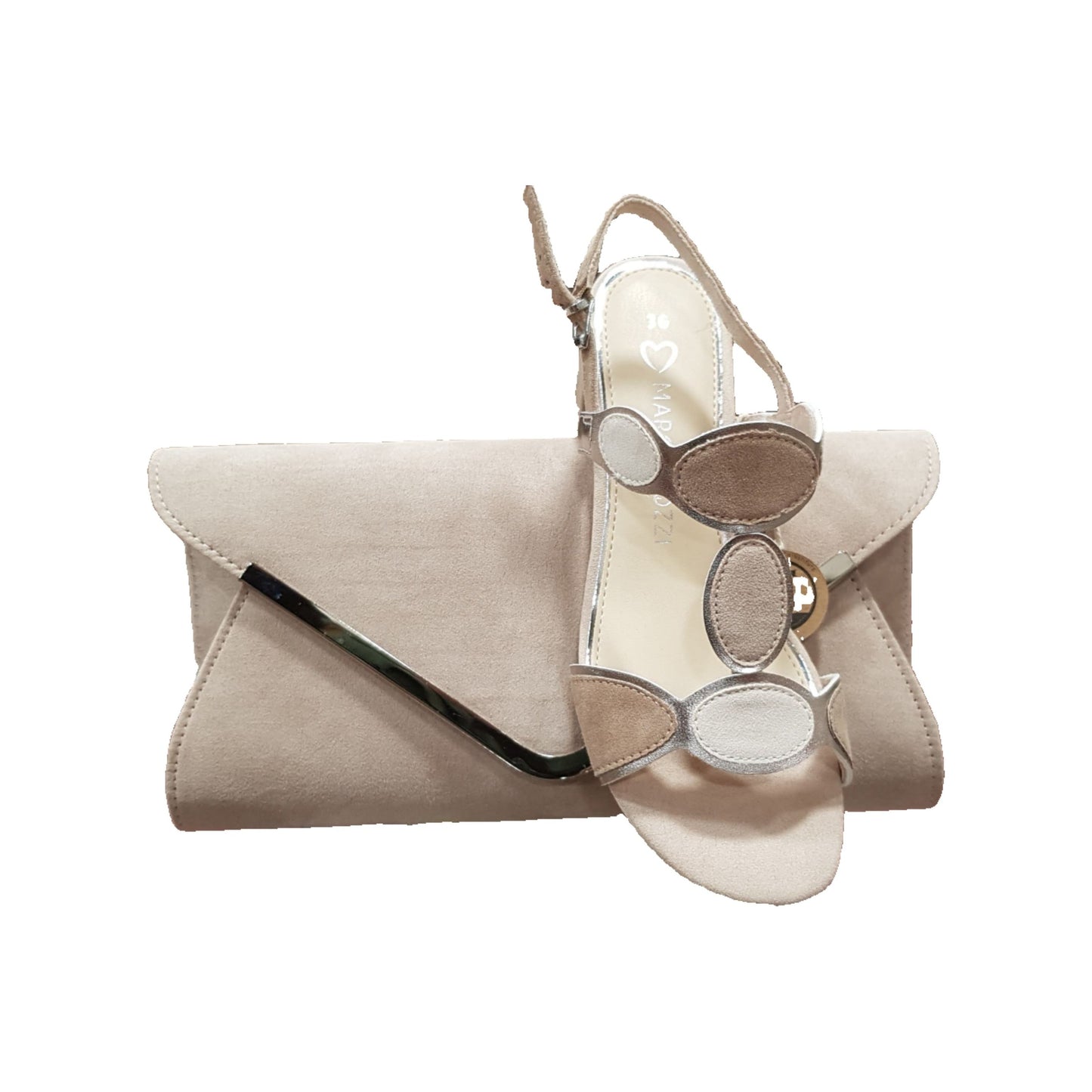 Z320 NUDE Faux Suede Clutch bag with chain