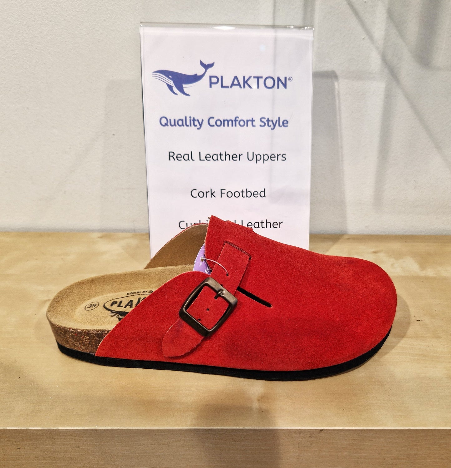 Plakton 181539 ROJO boston Suede Clog with Cork Footbed