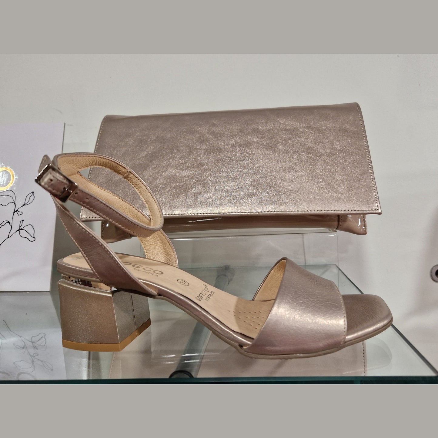 Bioeco Beige Pearl / Clutch bag to match 3942 Sandals B002-2244 metal