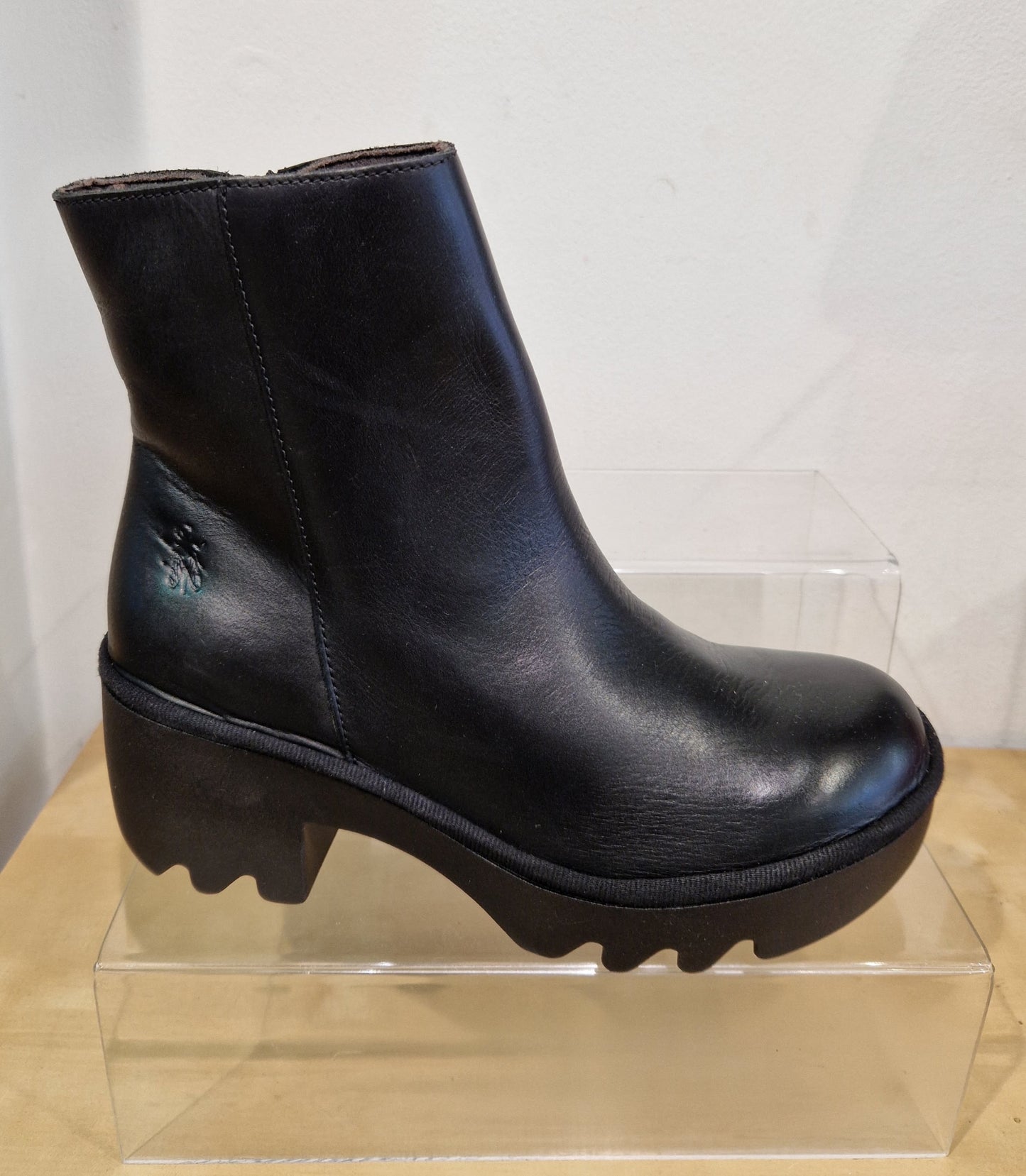 Fly London Toor Chunky Sole Zip Ankle Boot BLACK