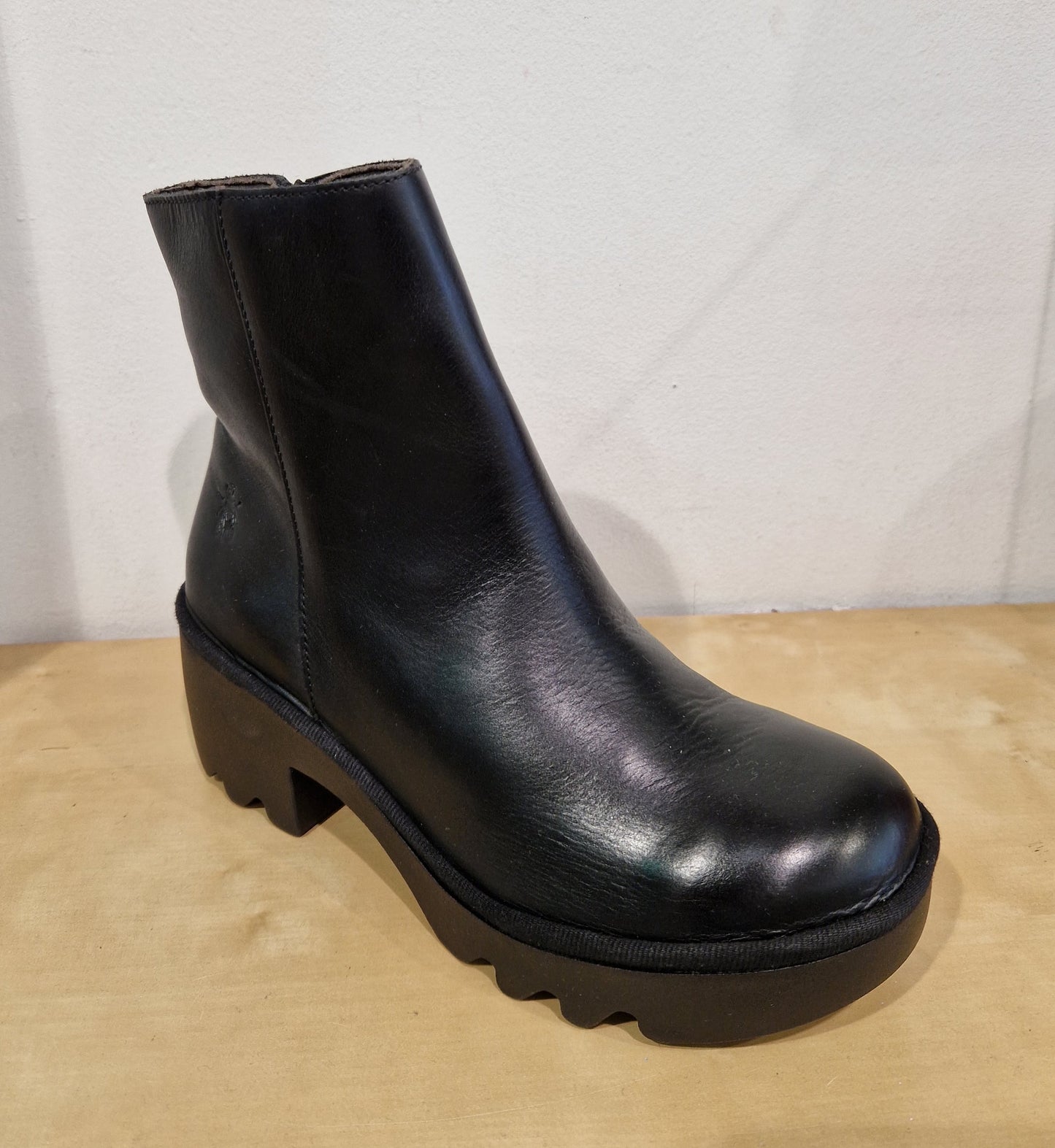 Fly London Toor Chunky Sole Zip Ankle Boot BLACK