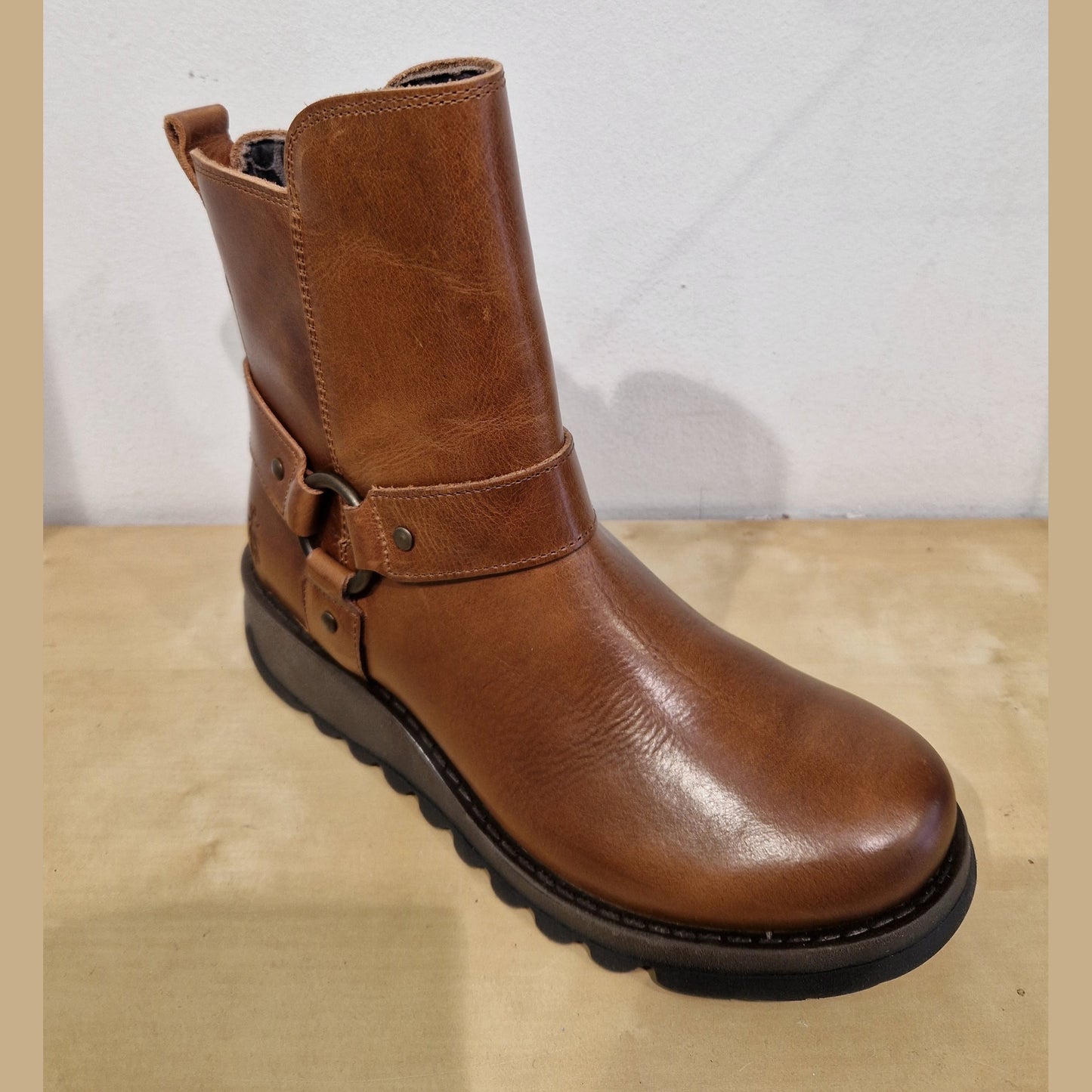 Fly London Soch BROWN Leather Biker style ankle boot
