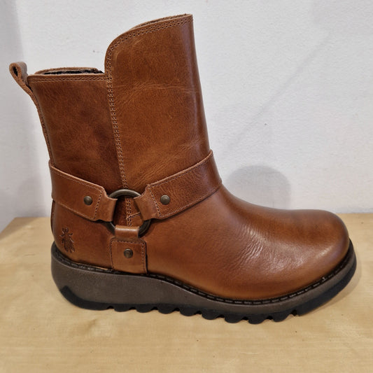 Fly London Soch BROWN Leather Biker style ankle boot