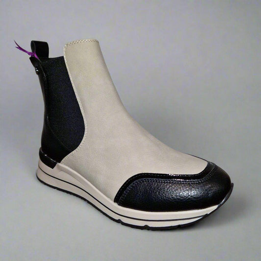 Lotus Ivana Cream Wedge Trainer Style Chelsea Boot with Zip