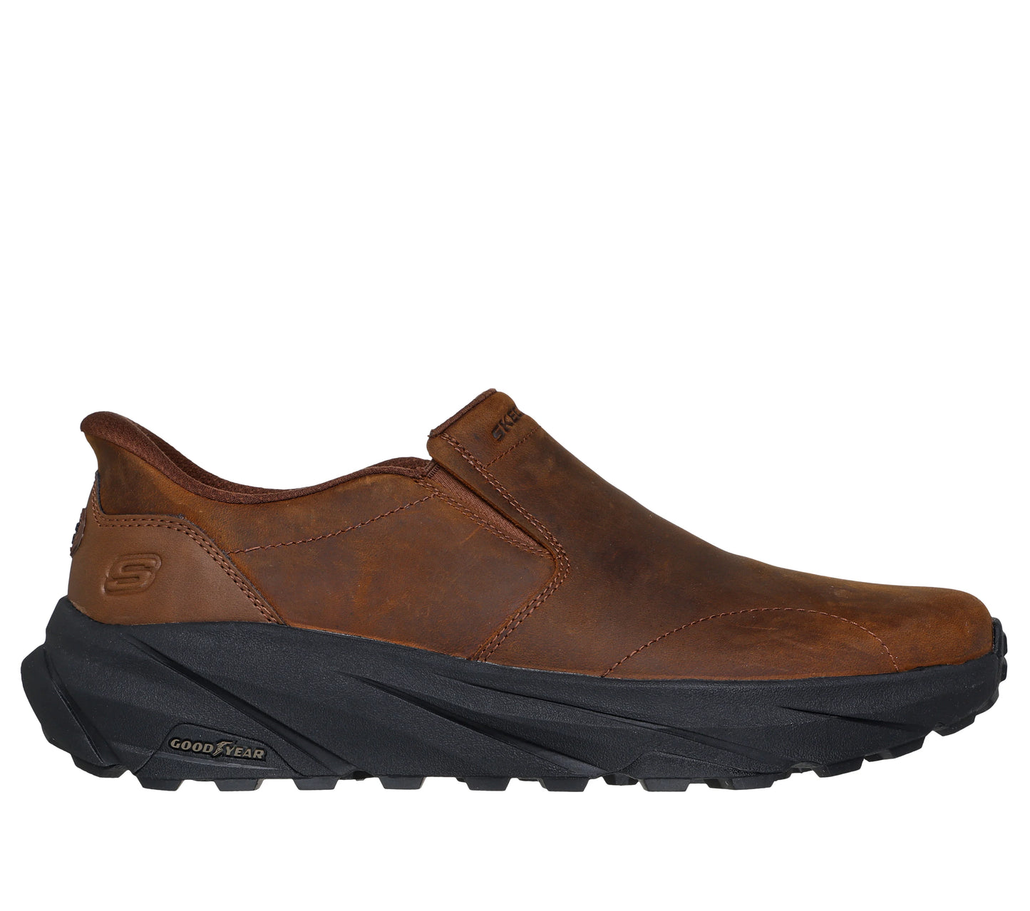 Skechers Slip Ins 205547 BROWN Waxy Leather Slip On Shoe 205547CDB