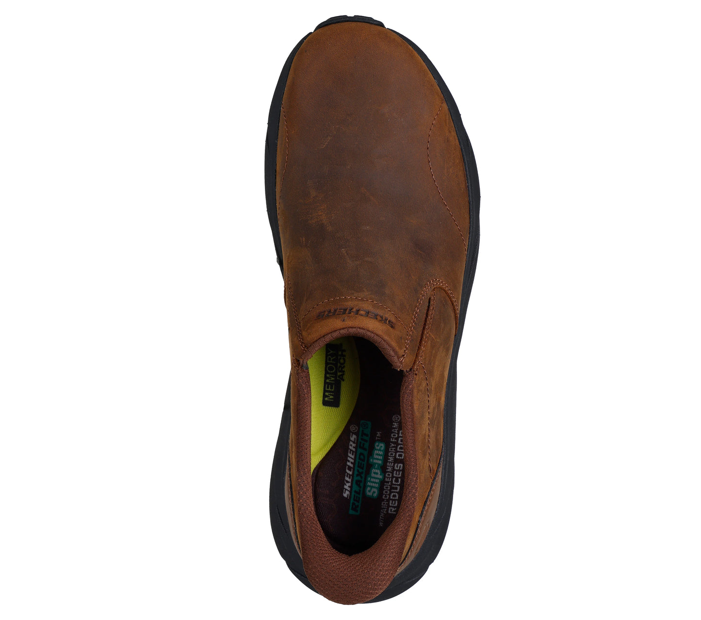 Skechers Slip Ins 205547 BROWN Waxy Leather Slip On Shoe 205547CDB