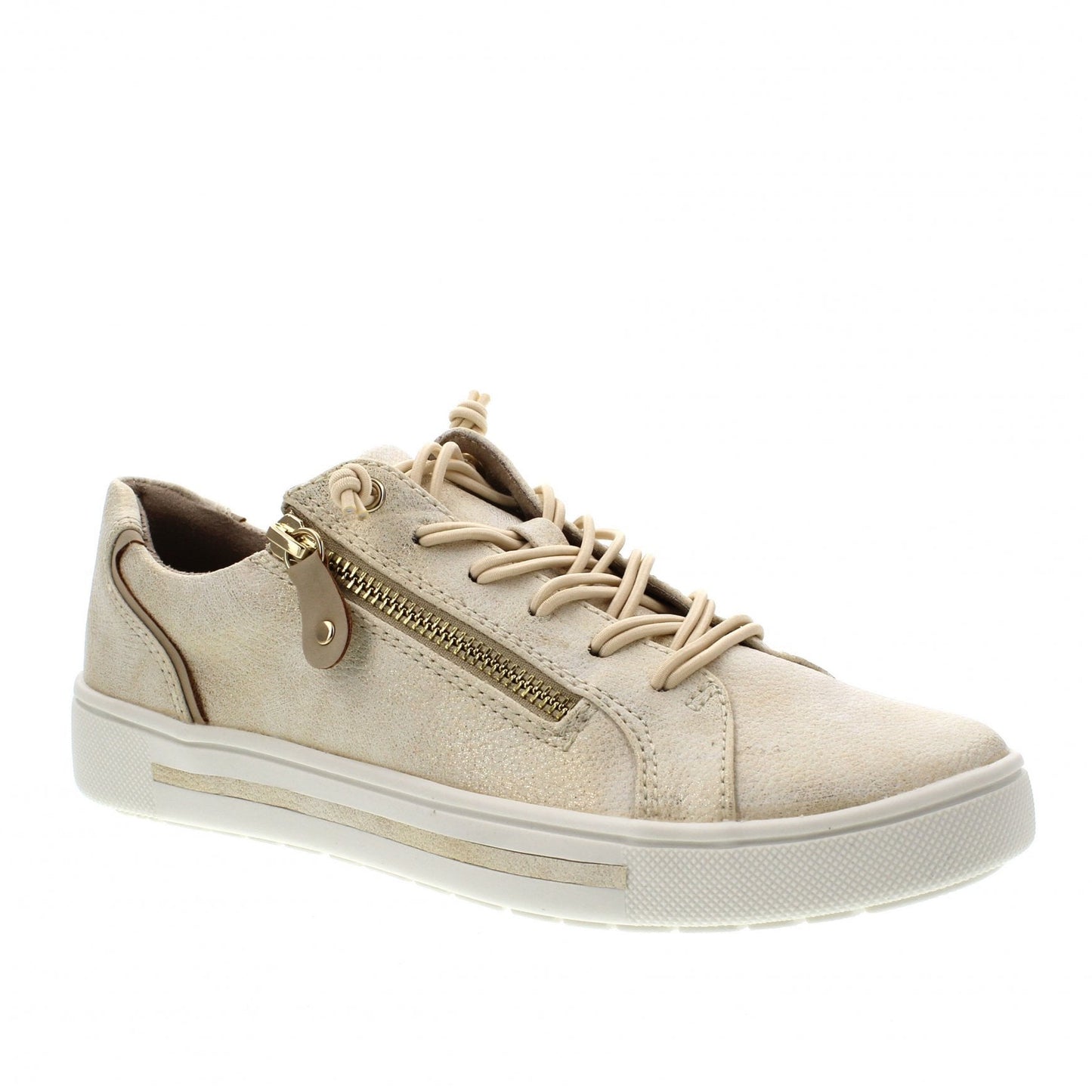 Jana Wide Fit Trainer With Zip and Laces 23660-949 CLOUDY GOLD
