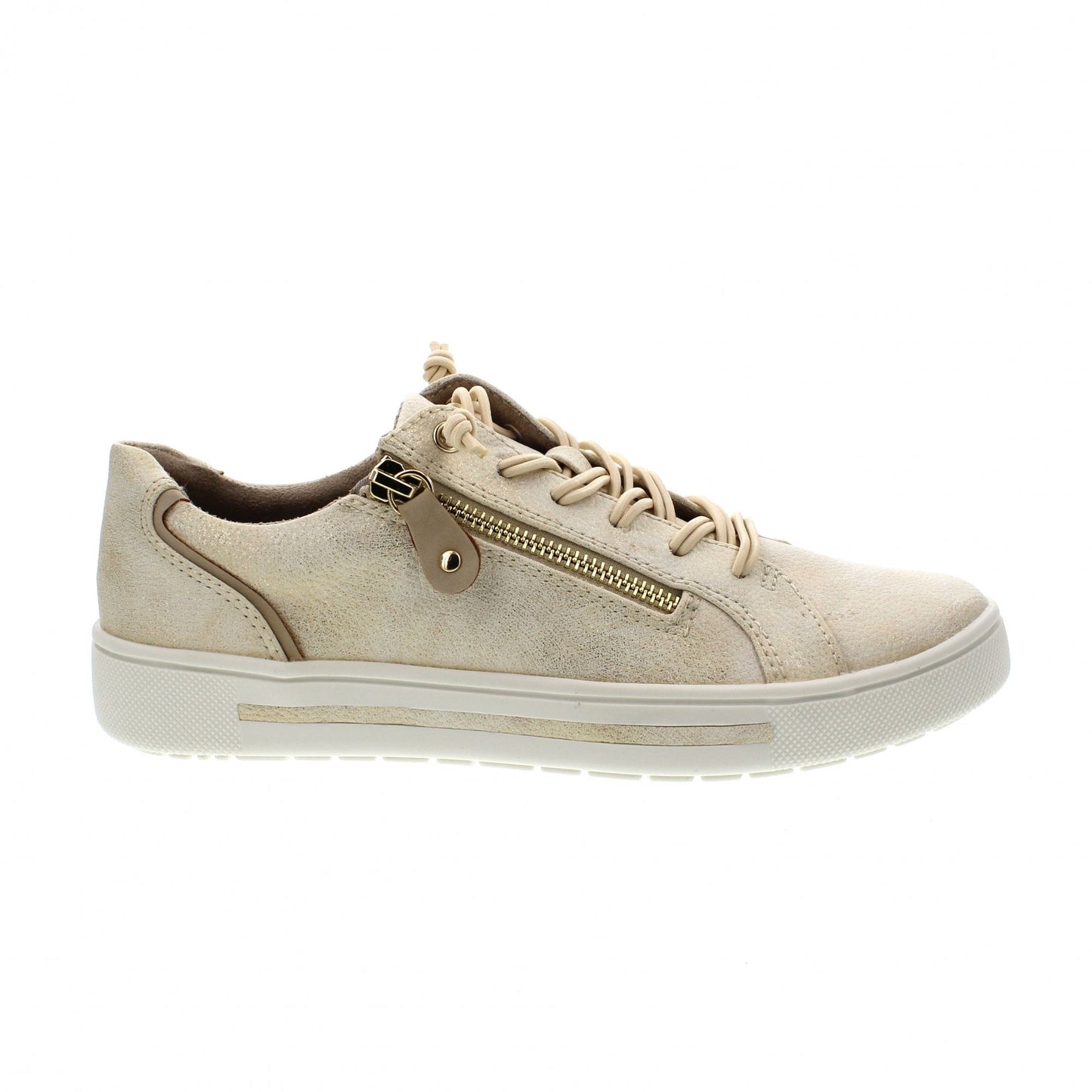 Jana Wide Fit Trainer With Zip and Laces 23660-949 CLOUDY GOLD