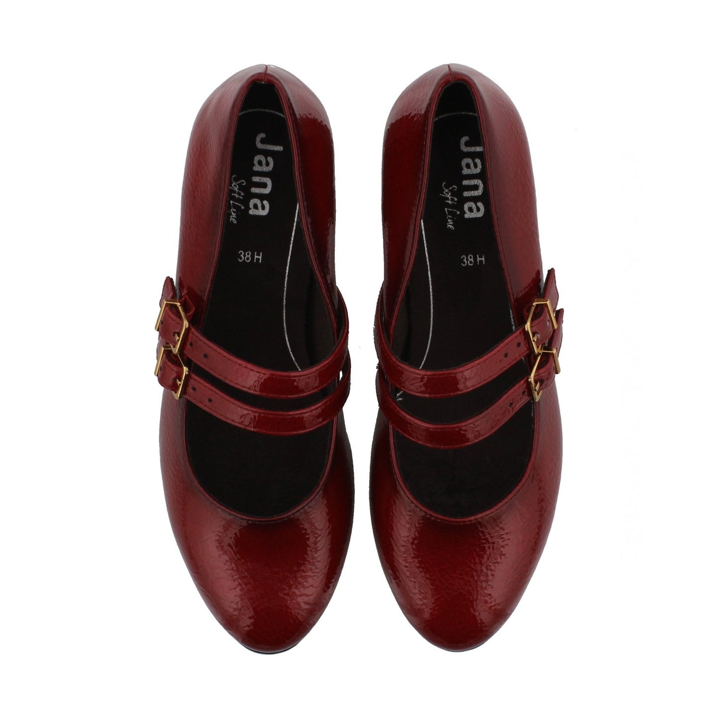 Jana 24366-45 Block Heel Mary Jane Bar Shoe Red Patent