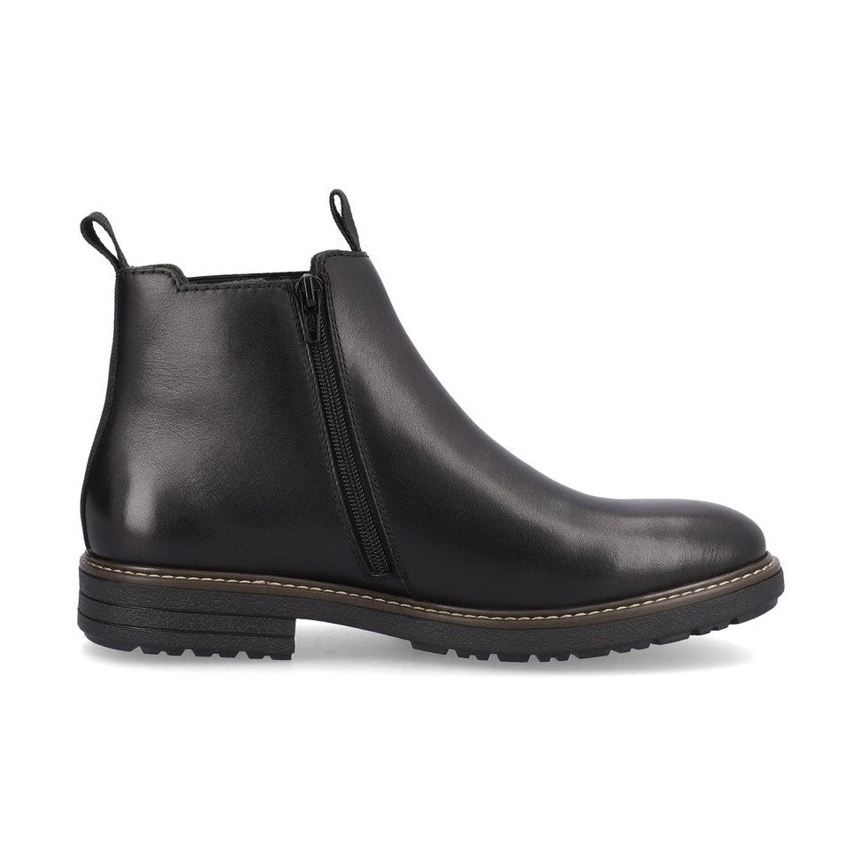 Rieker Men's Boot 33180 elastic sided ankle boot with side zip BLACK 33180-00