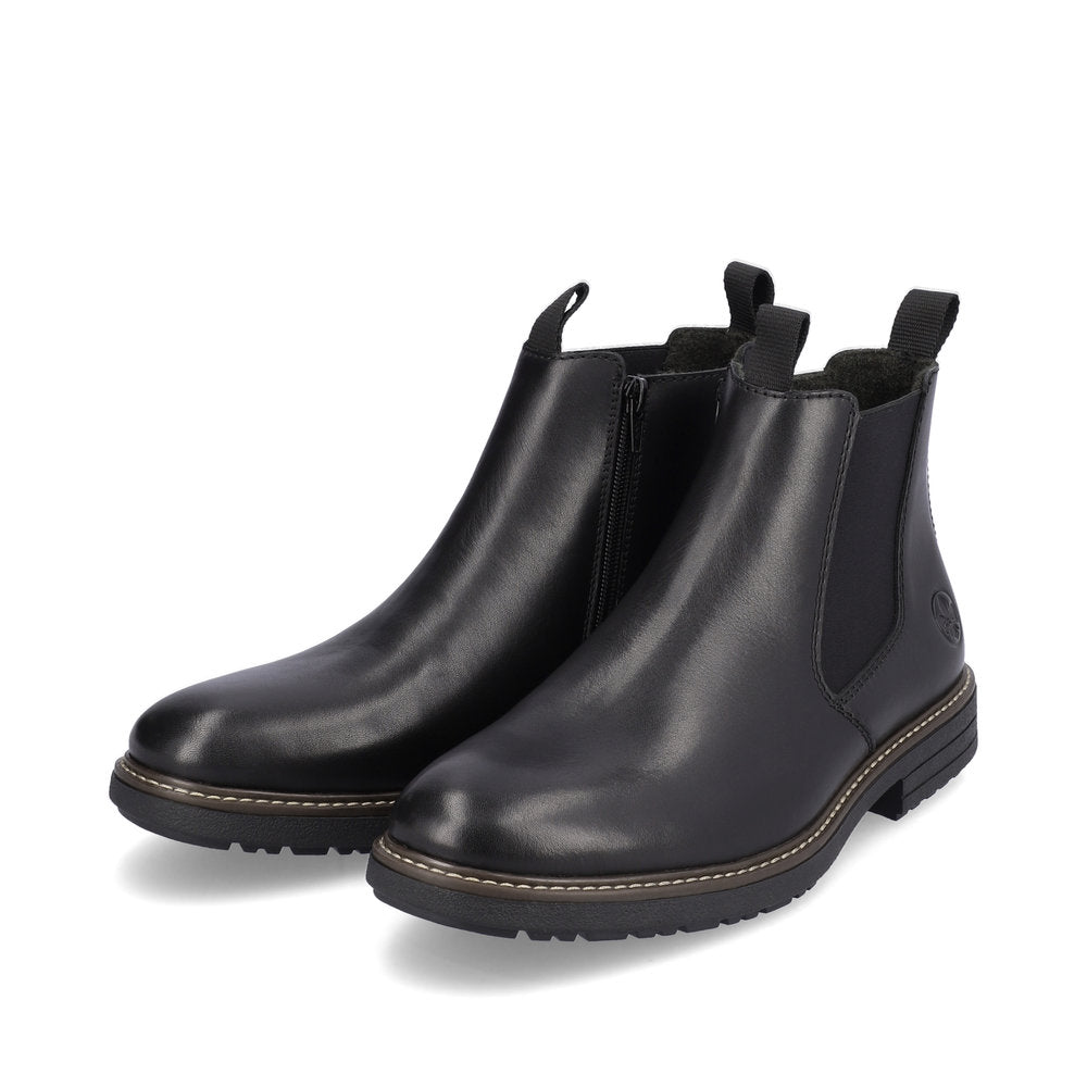 Rieker Mnen's Classi elastic sided Chelsea boot with inside zip 33180 Black