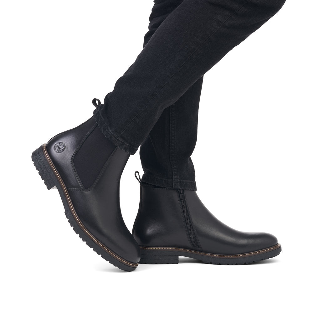 Rieker Mnen's Classi elastic sided Chelsea boot with inside zip 33180 Black