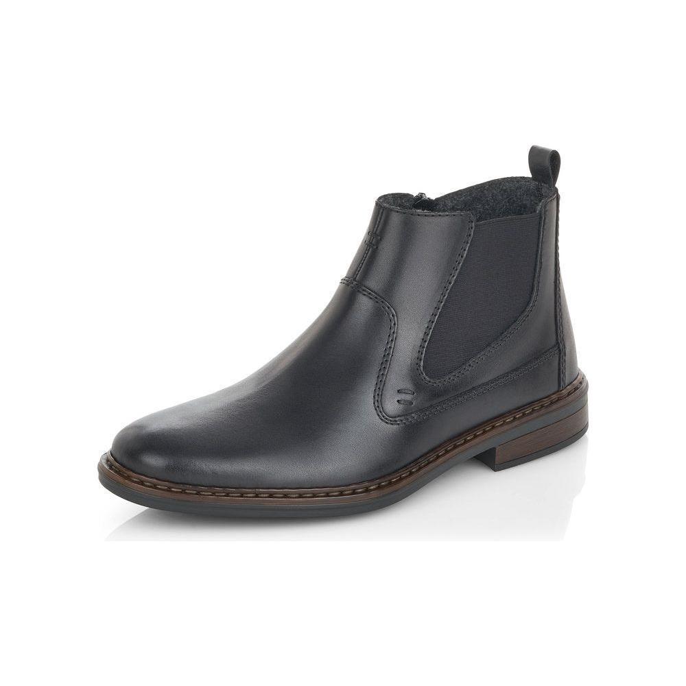 Rieker Men's Boot 37662 BLACK Extra wide elastic sided ankle boot with side zip 37662-00