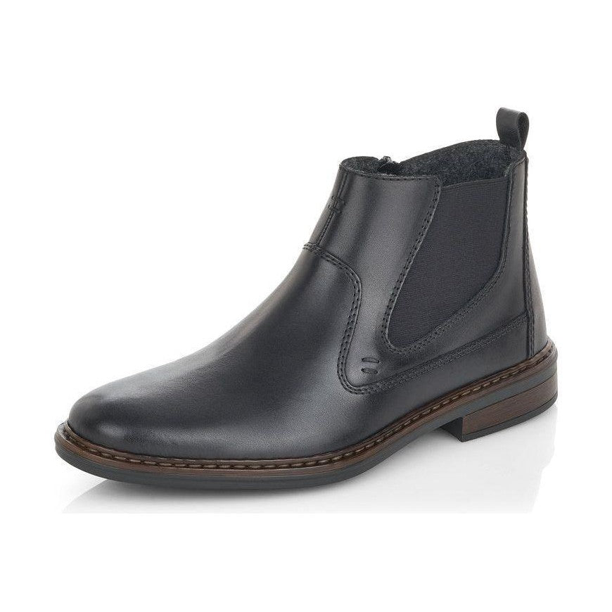 Rieker Men's Boot 37662 BLACK Extra wide elastic sided ankle boot with side zip 37662-00