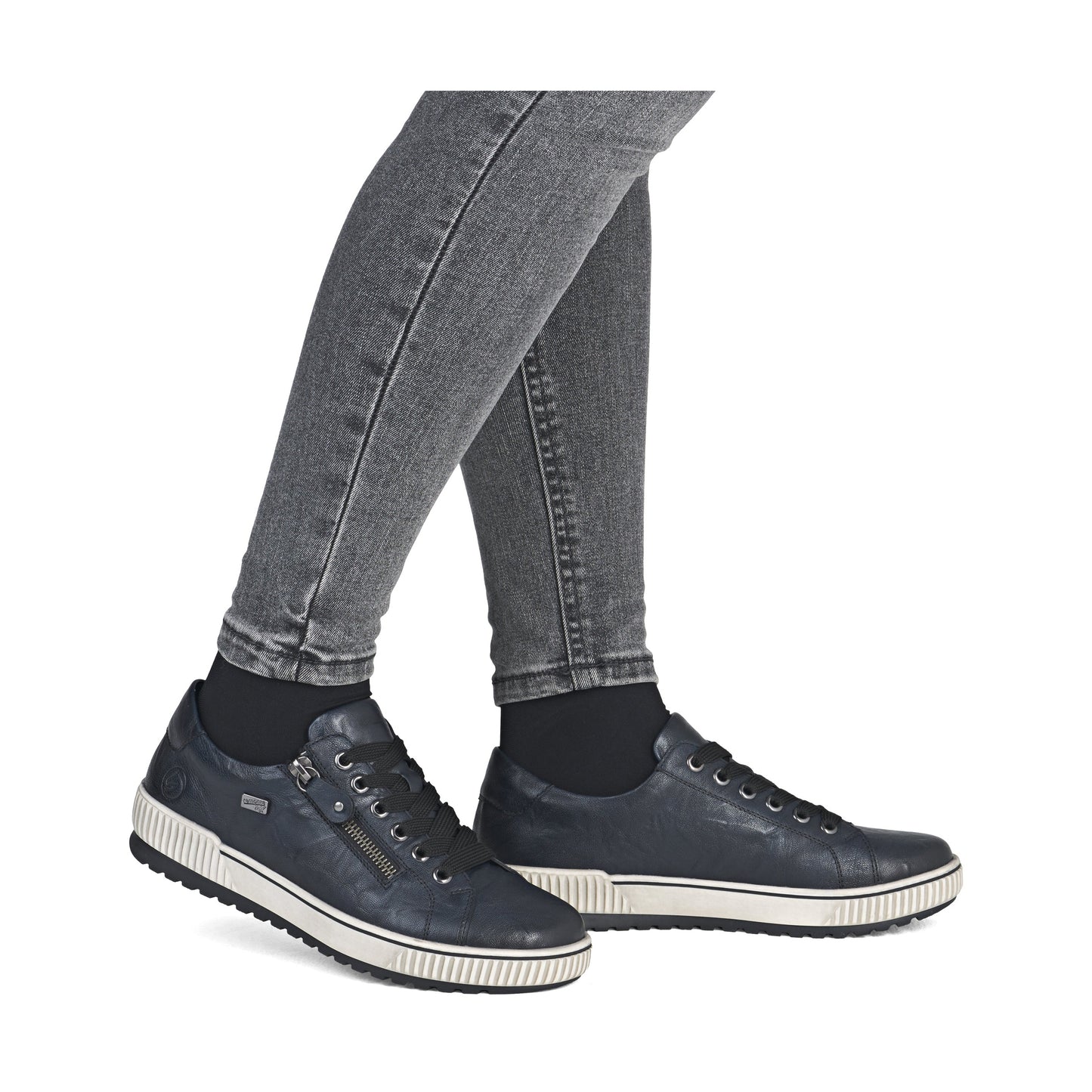 Remonte D0700 BLUE Leather Water Resistant Lace Shoe with Zip D0700-15