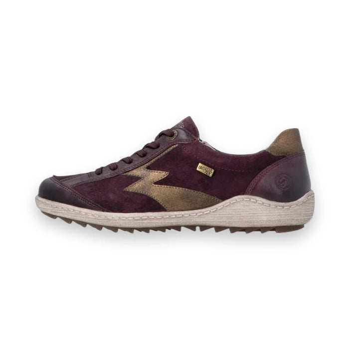 Remonte R1443 Wine COMBI Suede Trainer Style Shoe With Laces and Zip R1443-35