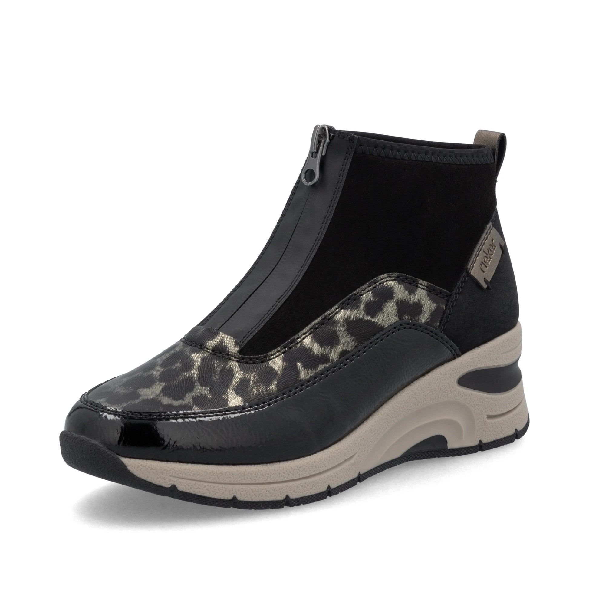 Rieker N9362 BLACK / Leopard Print Trainer Style Boot N9362-00