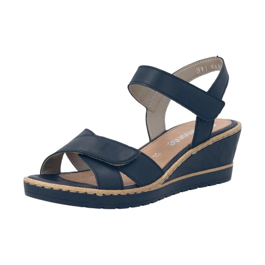 Remonte R6252 NAVY Leather Touch Fastening Wedge Sandal R6252-16