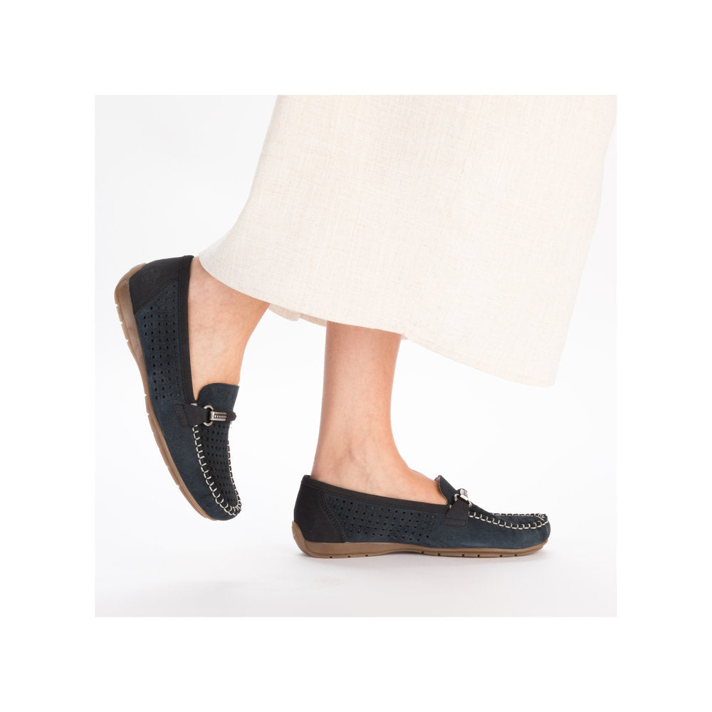 Rieker Moccasin Loafer Shoe 40253-14 Slip on in Navy