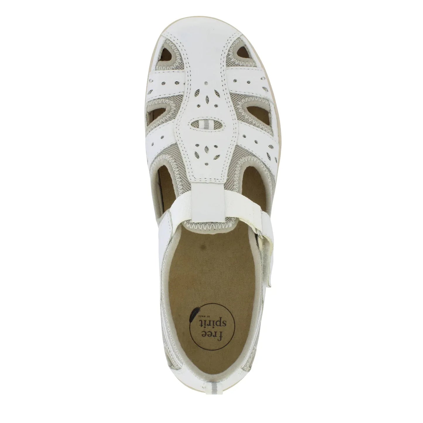 Free Spirit casual shoe Cleveland WHITE Leather with Velcro strap