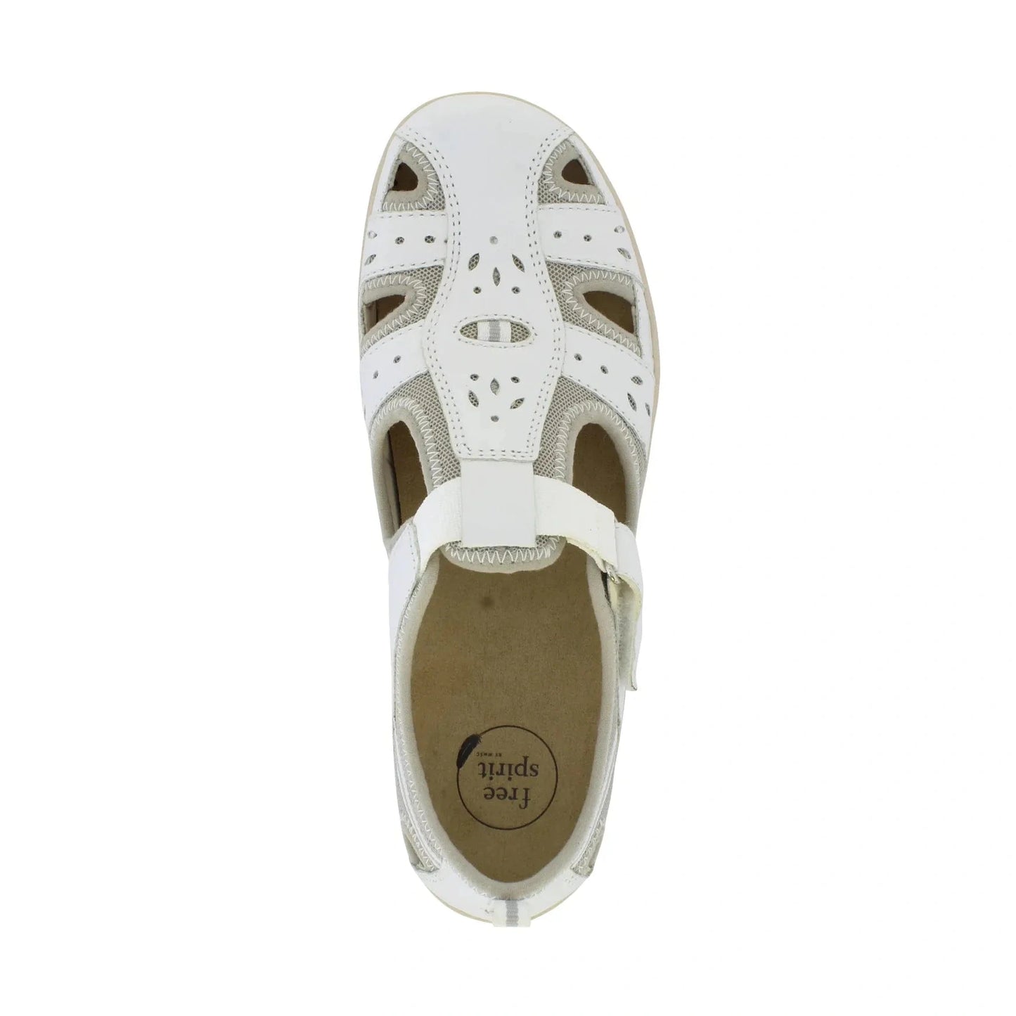 Free Spirit casual shoe Cleveland WHITE Leather with Velcro strap
