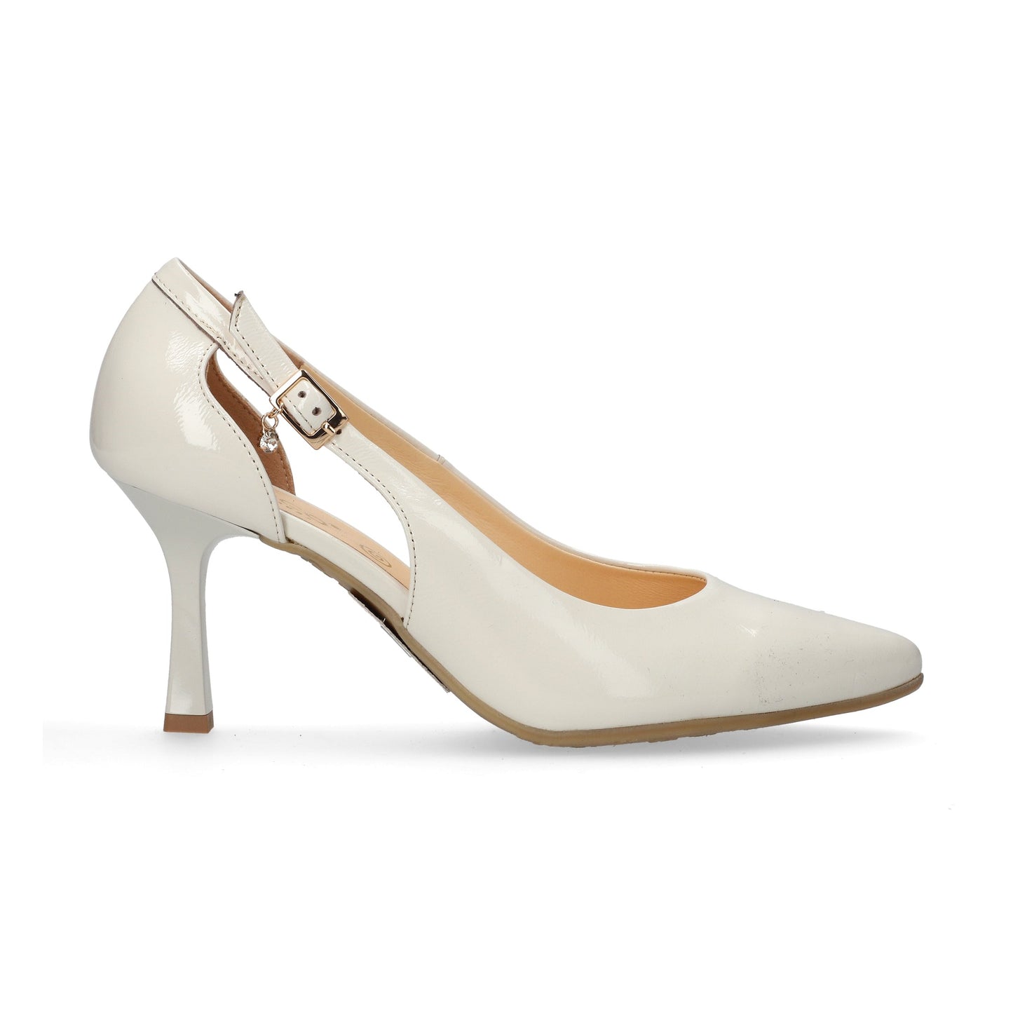 Bioeco 4079 Light Beige PATENT open sided court shoe 4079-2639-1315